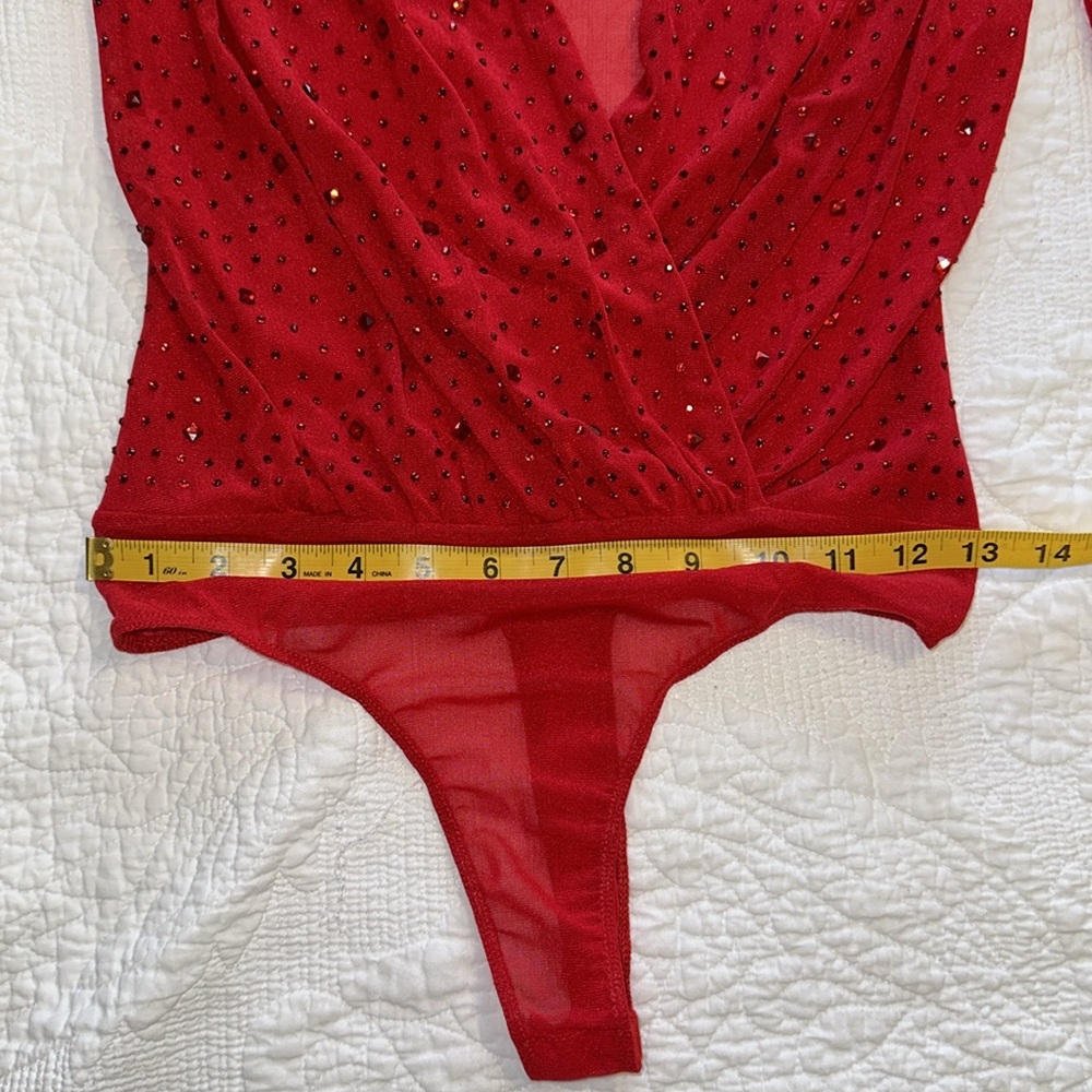 Red Rhinestone Bodysuit - Picture 3 of 5